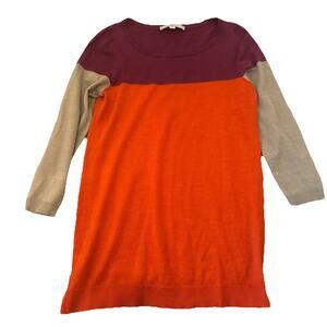 Ann Taylor LOFT Women's Sweater Top Blouse Shirt Small Color Block Wool Blend